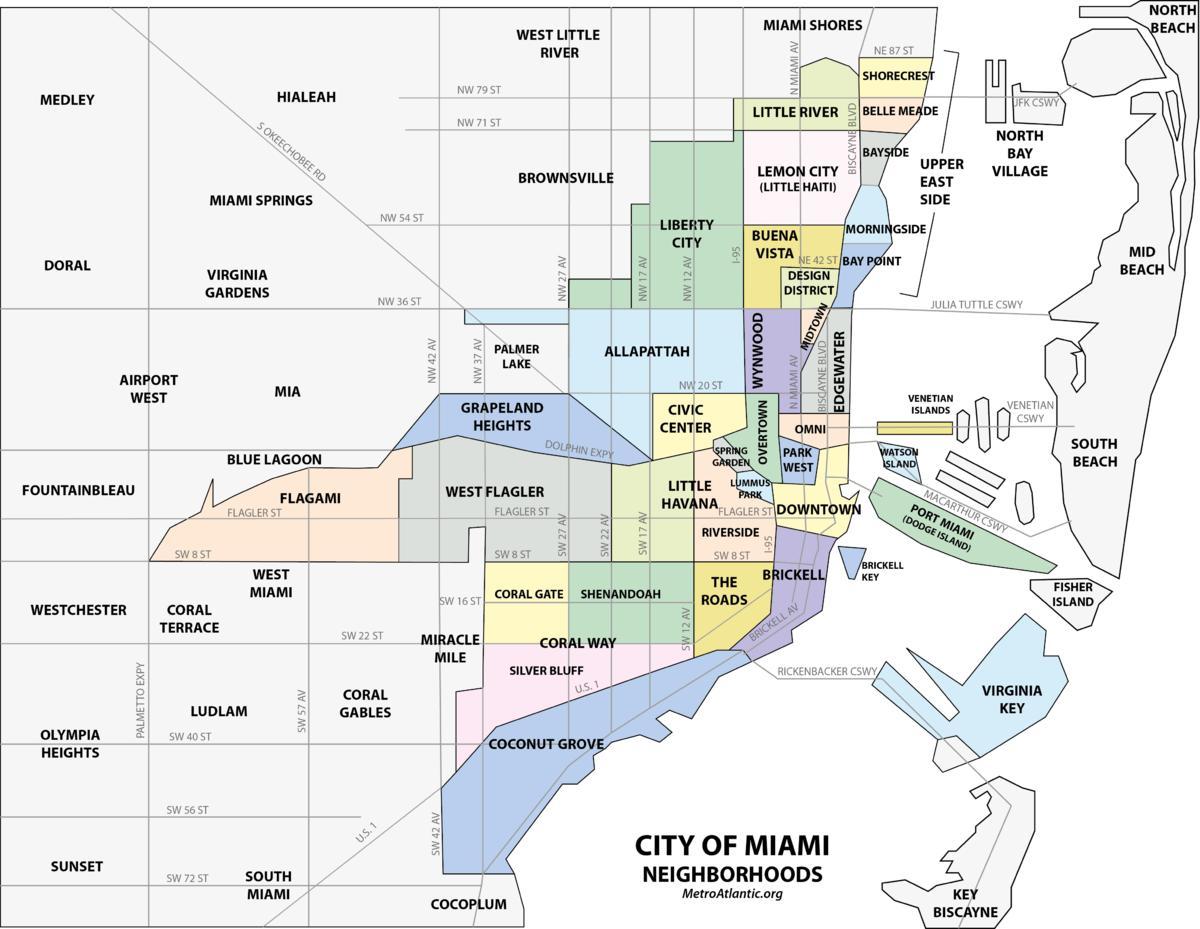Miami neighborhoods map
