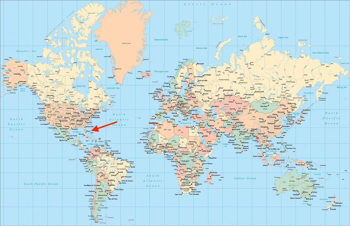 Miami location on world map